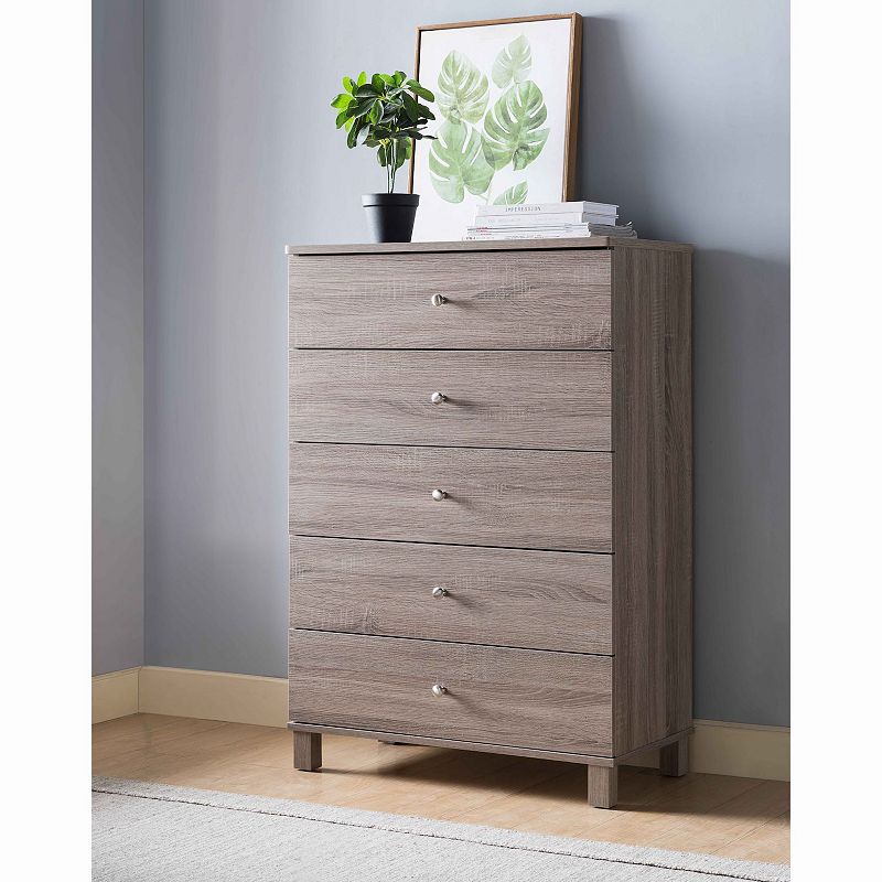 FC Design Dark Taupe Chest with 5 Drawers