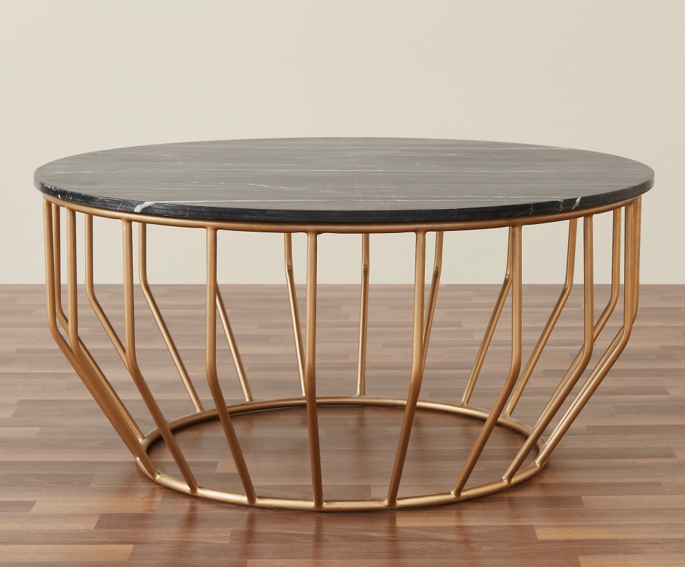 Gold Leaf Round Coffee Table   Contemporary   Coffee Tables   by Oak Idea Corporation  Houzz