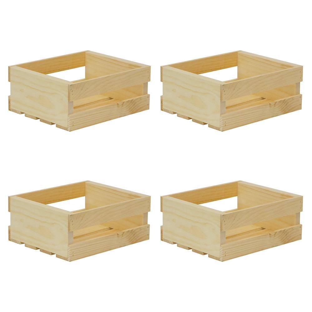 Crates  Pallet 11.75 in. x 9.63 in. x 4.75 in. Small Wood Crate (4- Pack) 94644