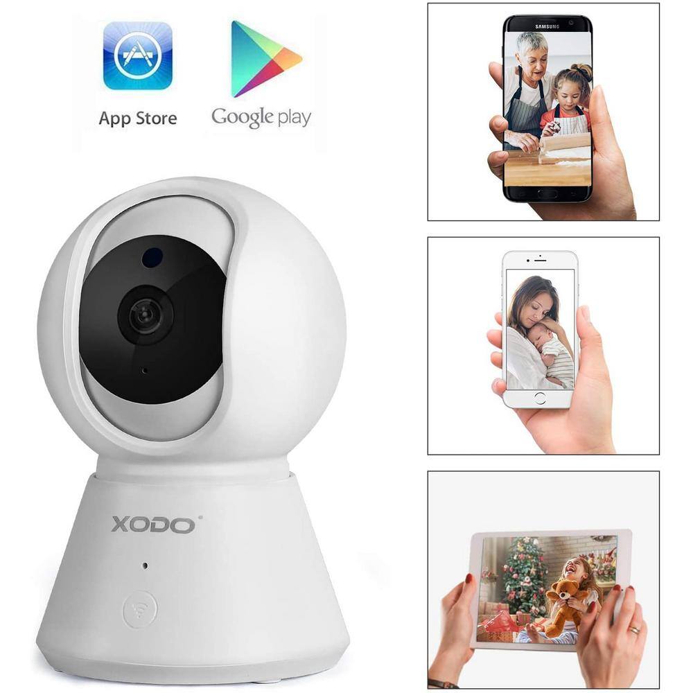 Xodo Smart Home Wireless Wi-Fi Security Camera for DogPetNanny 1080p HD Baby Monitor Color Night Vision Sound Detection E6