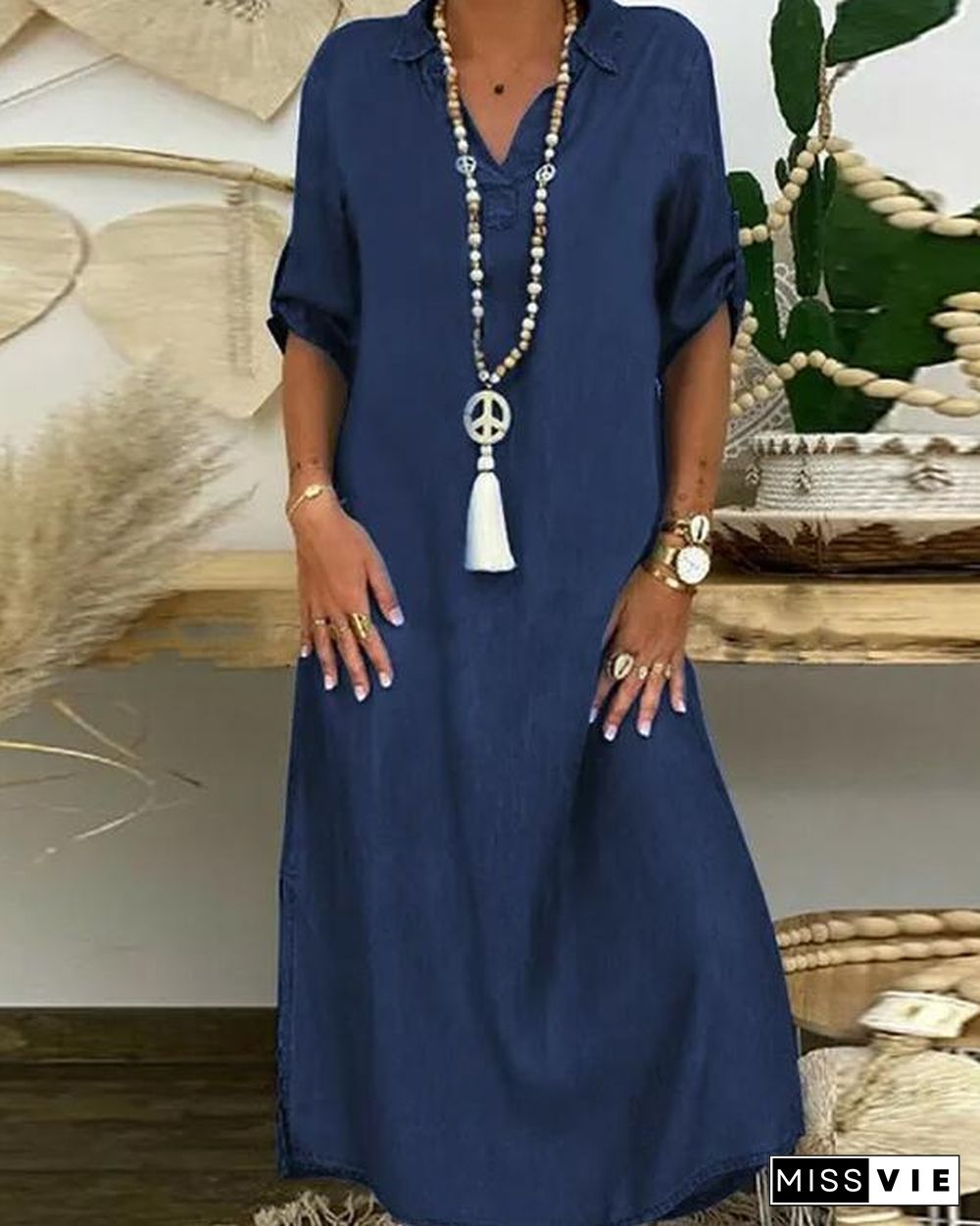 Plus Size Denim Maxi Dress