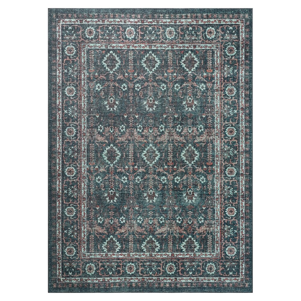 Boho Patio Collection Teal Power Loomed Indoor/Outdoor Area Rug