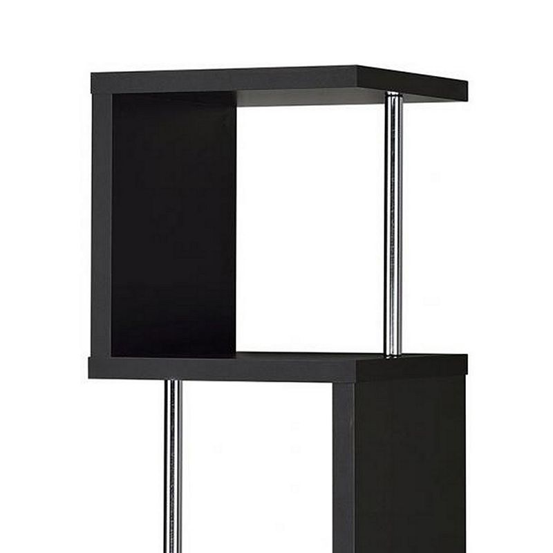 Well made Four Tier Wood And Metal Bookcase， Black