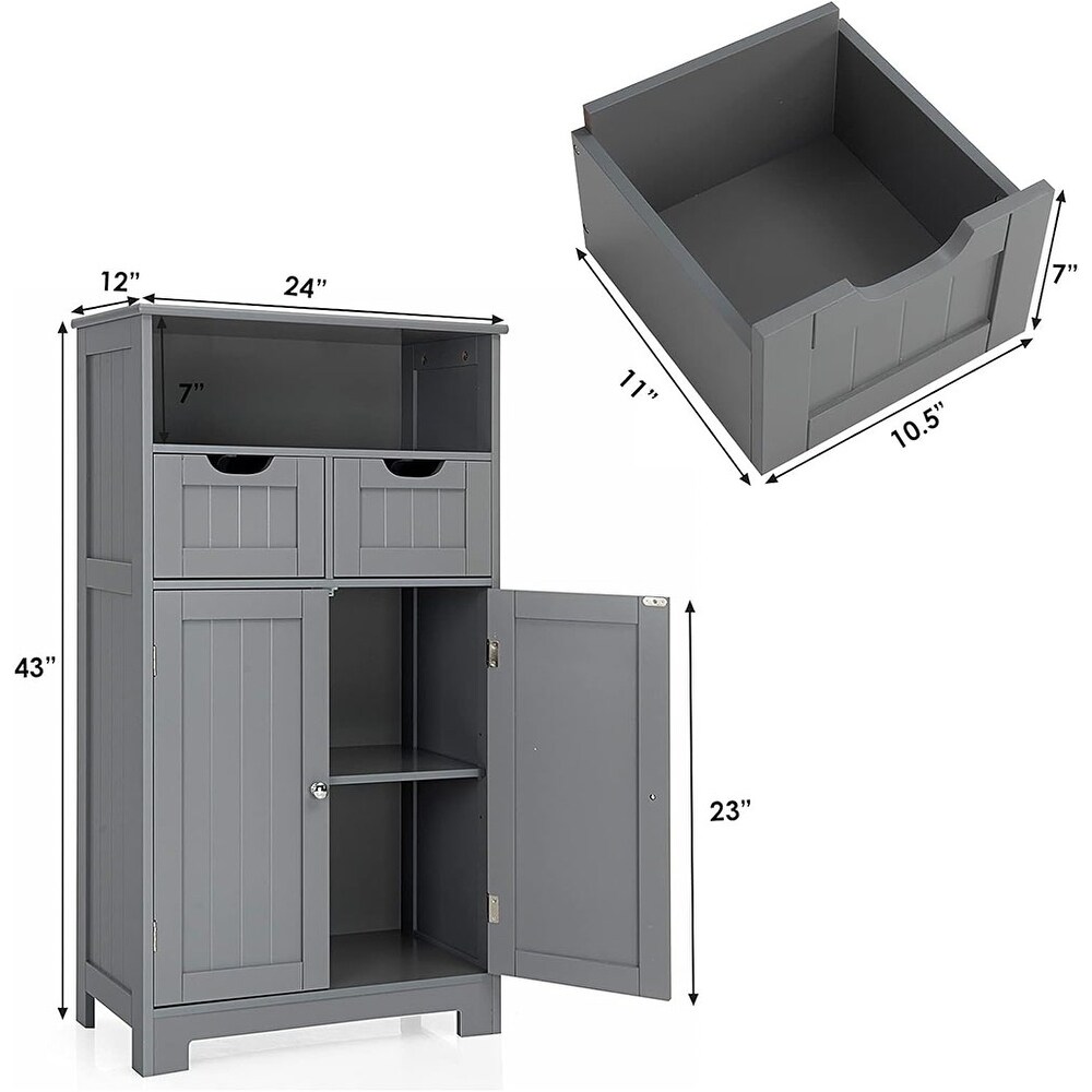 Bathroom Floor Cabinet  Storage Cabinet w/Open Shelf Grey