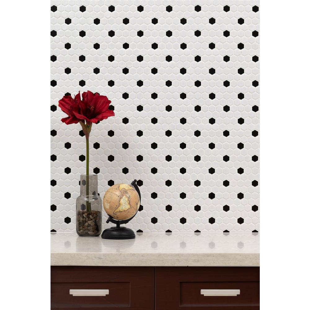 MSI Adelaide Hexagon Black and White 10 in. x 12 in. Matte Porcelain Mosaic Tile (0.8 sq. ft.  each) ADELHEX-1HEXM