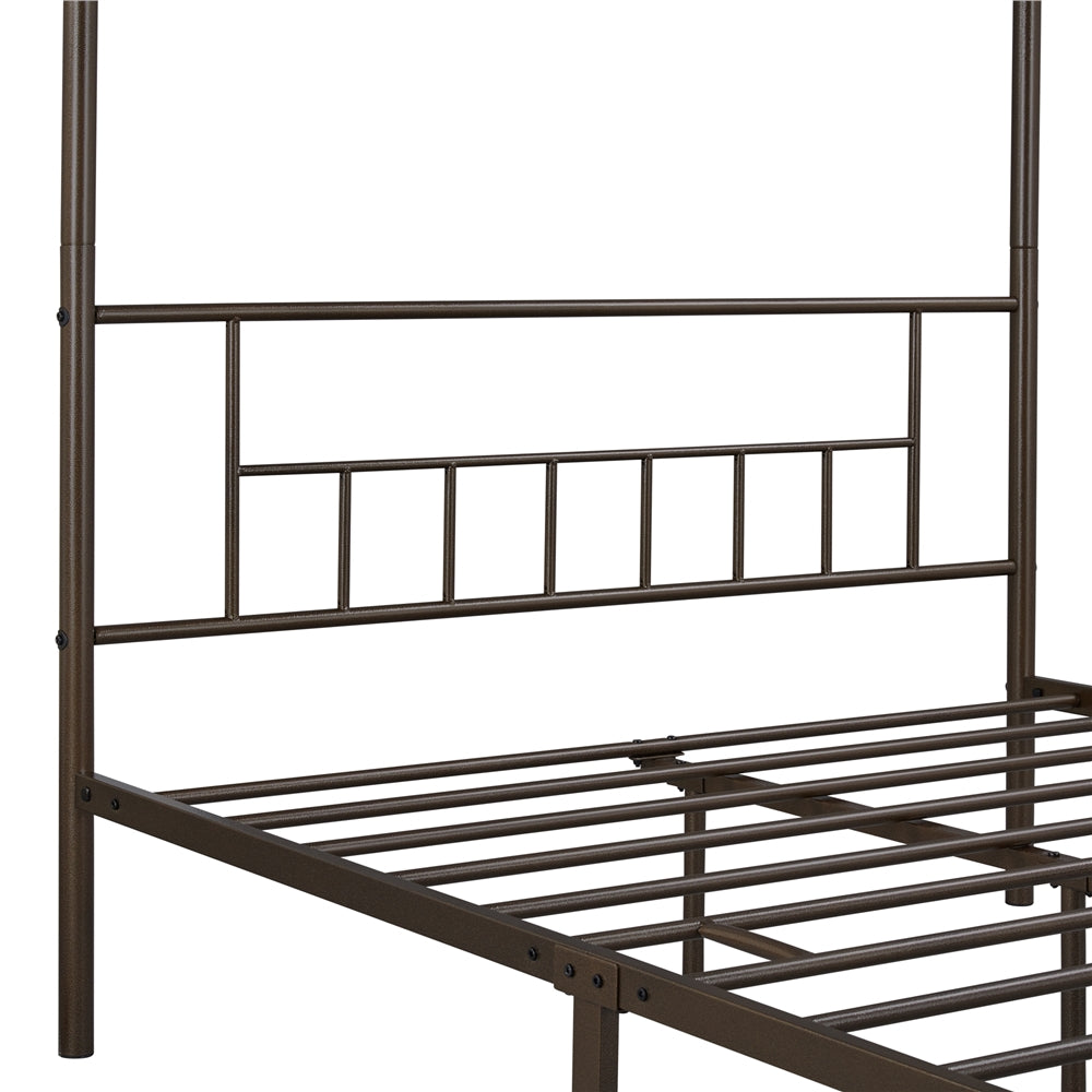 Easyfashion Metal Four Poster Canopy Queen Bed, Bronze