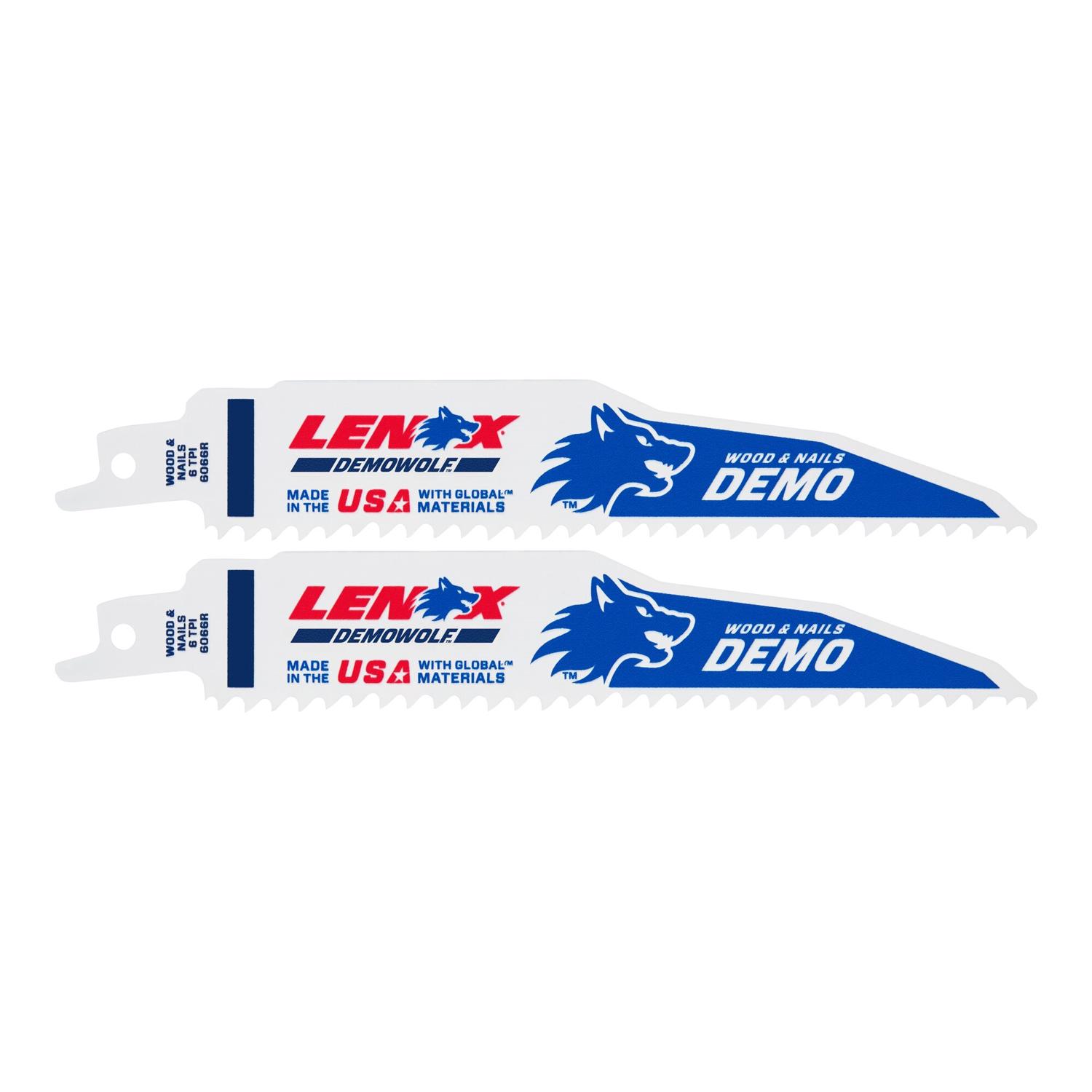 LENOX DEMOWOLF 6 in. Bi-Metal Reciprocating Saw Blade 6 TPI 2 pk