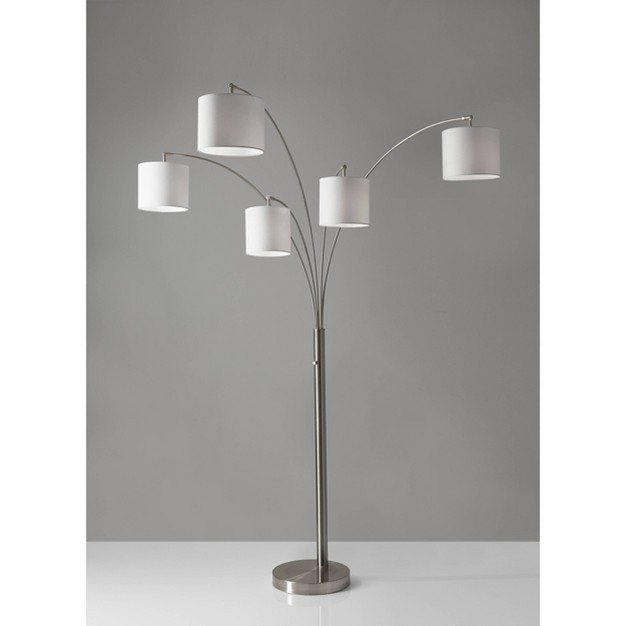 Trinity 5 arm Arc Lamp Steel Adesso