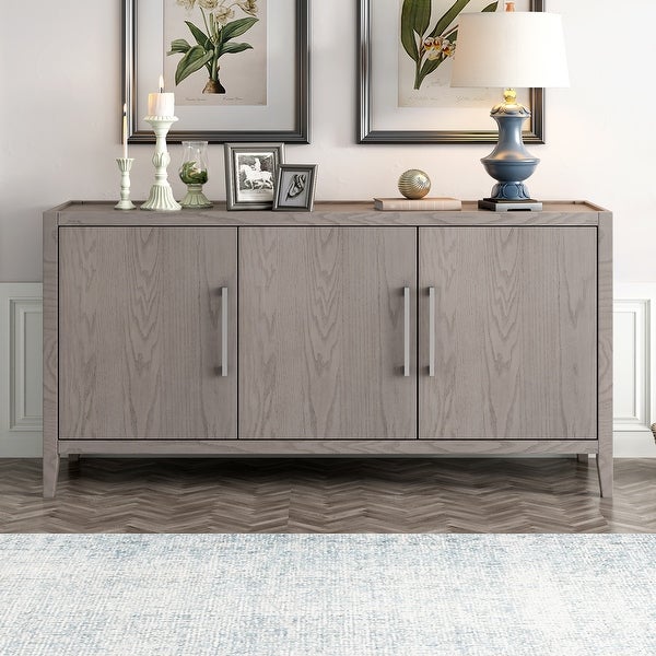 3-Door Wooden Storage Cabinet Sideboard with Adjustable Shelf