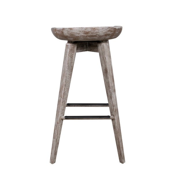 Esme 29 Inch Swivel Barstool with Contour Seat， Wood