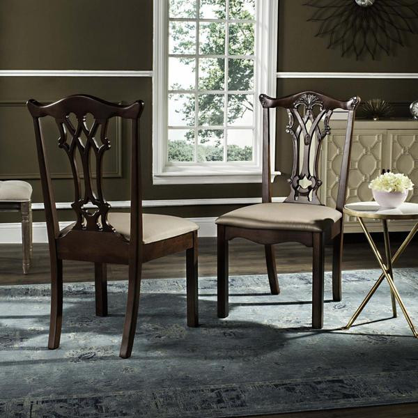 Shara 20  x27 x27Mahogany Chippendale Side Chair Set of 2 Gold / Mahogany   Modern   Dining Chairs   by Virgil Stanis Design  Houzz