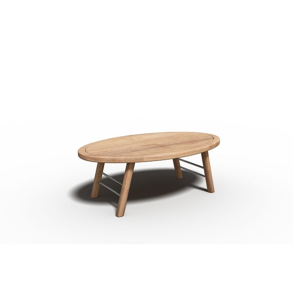 Daniele Outdoor Teak Oval Coffee Table