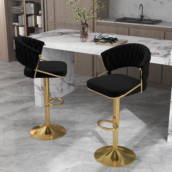 2 Set Modern Bar Stools with Velvet Seat