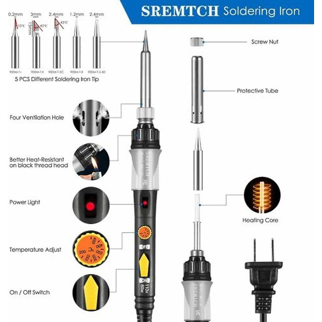 Soldering Iron Kit Adjustable Temperature 200-450c Solder Sucker Wire