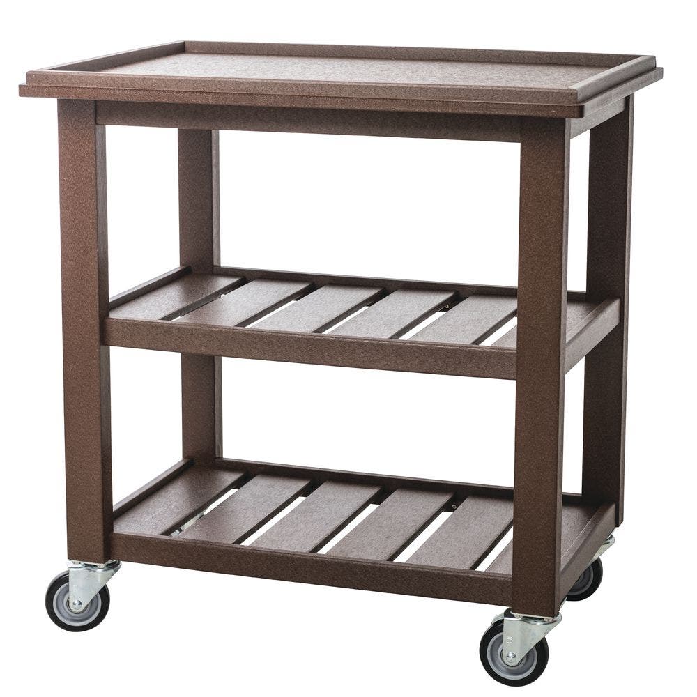 Central Exclusive Recycled Composite Dark Brown Indoor/Outdoor 3-Shelf Cart - 33 1/2