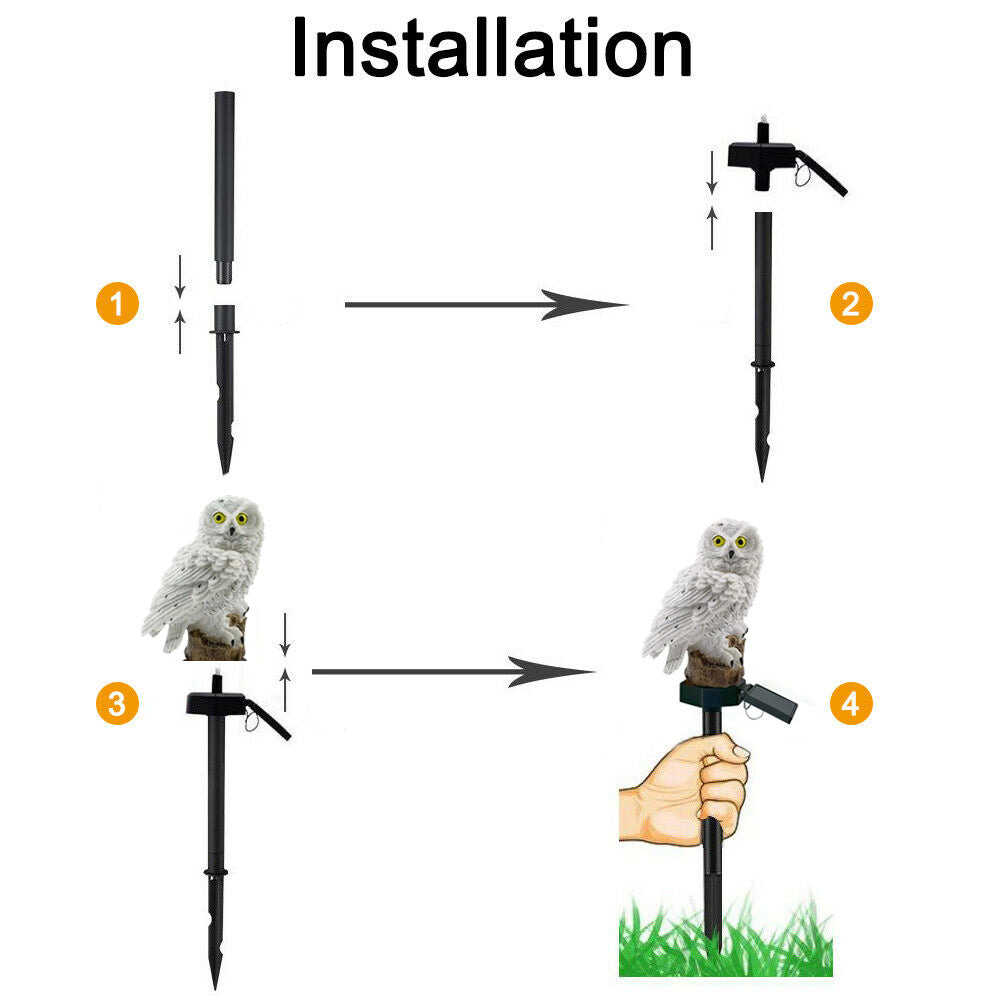 Garden Solar Lights Resin Owl Lanterns， iClover Owl LED Decorative Waterproof Garden Stake Lights， Solar-Powered Night Light， Landscape and Walkway Lighting for Patio Walkway Yard