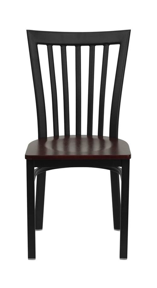 Flash Furniture 2 Pk. HERCULES Series Black School House Back Metal Restaurant Chair - Mahogany Wood Seat