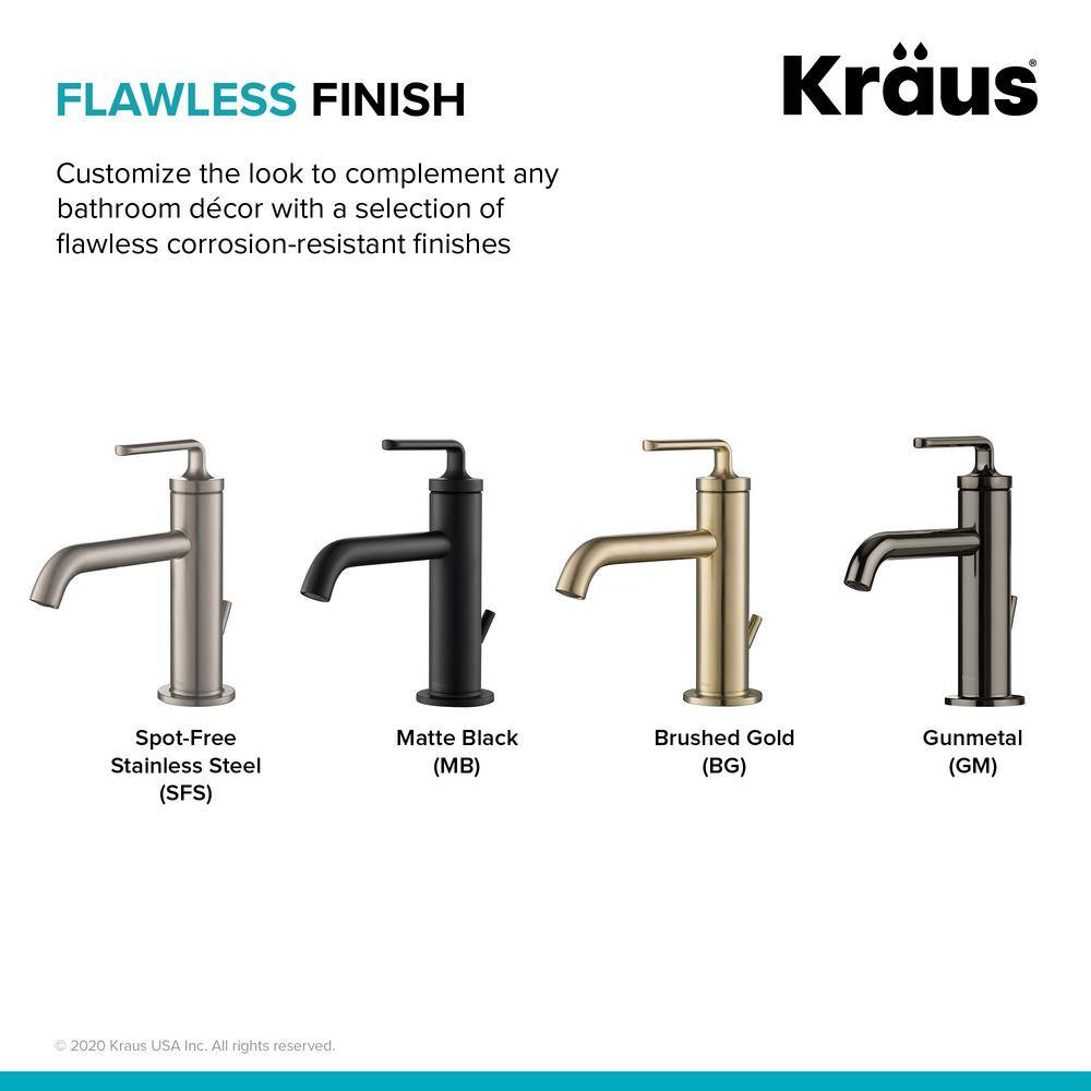 KRAUS Ramus Single Handle Bathroom Sink Faucet with Lift Rod Drain in Brushed Gold (2-Pack) KBF-1221BG-2PK