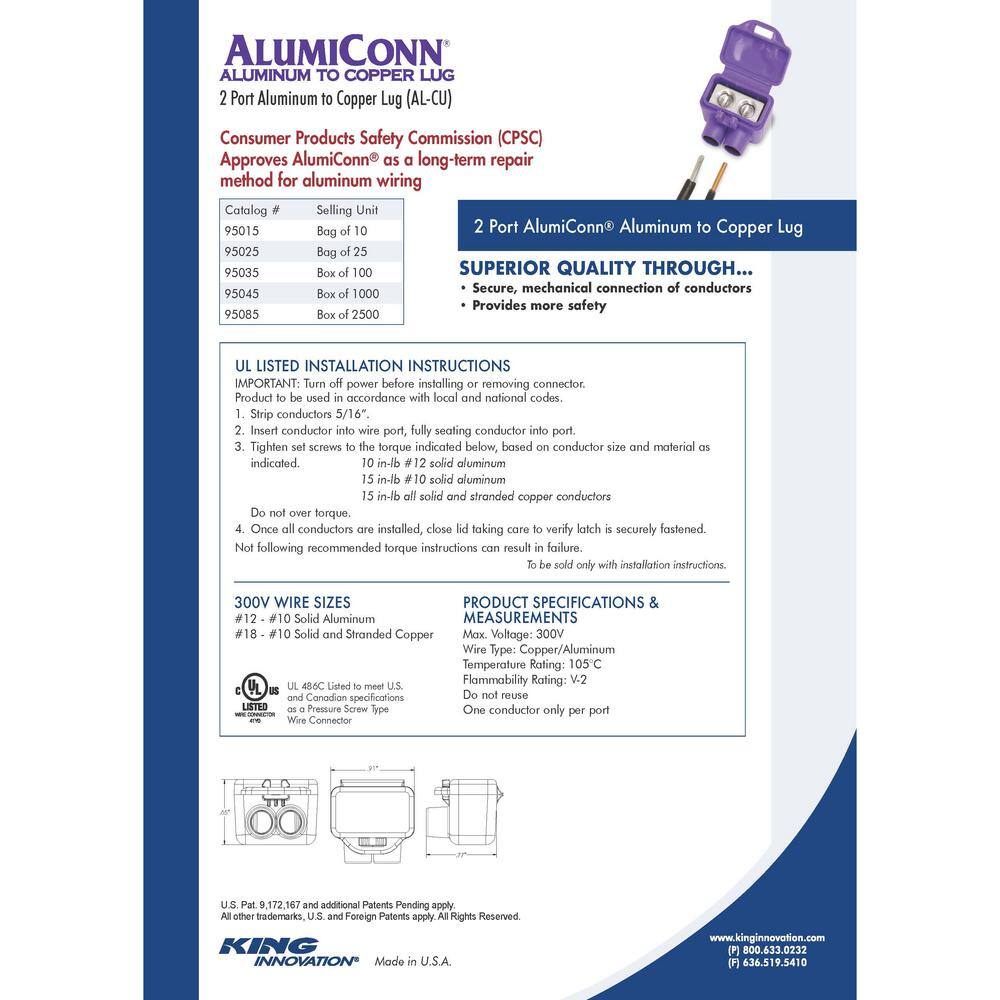 AlumiConn 2-Port AlCu Wire Connector (1000-Pack) 95045