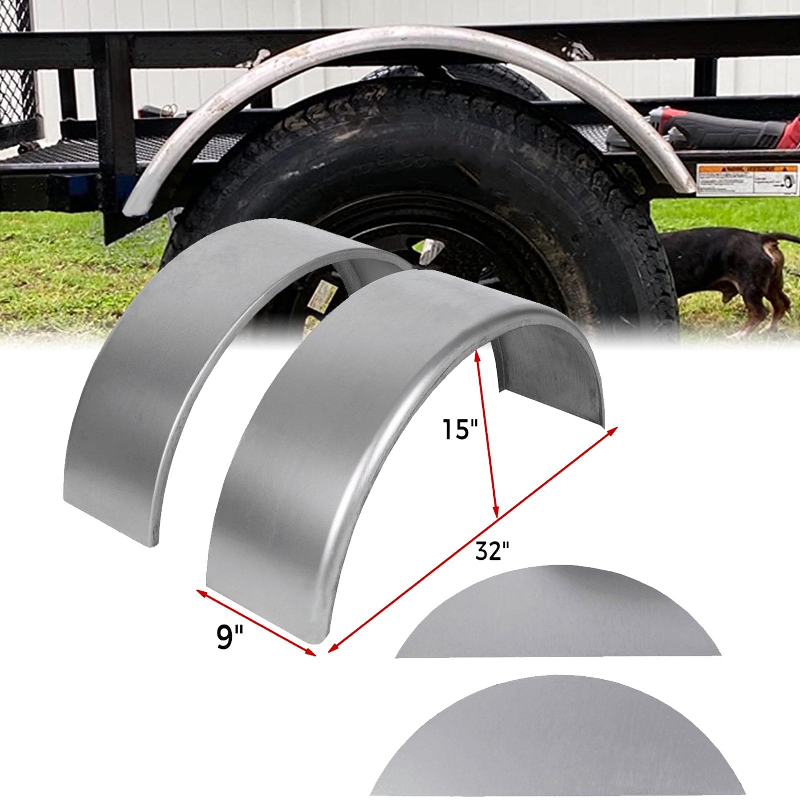 Kojem Round Trailer Fenders W/Fender Backs Fit 14