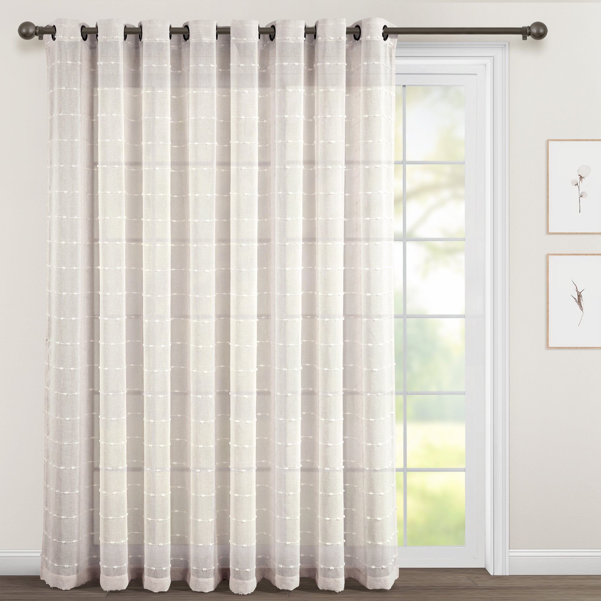 Farmhouse Textured Grommet Sheer Ultra Wide Window Curtain Panel