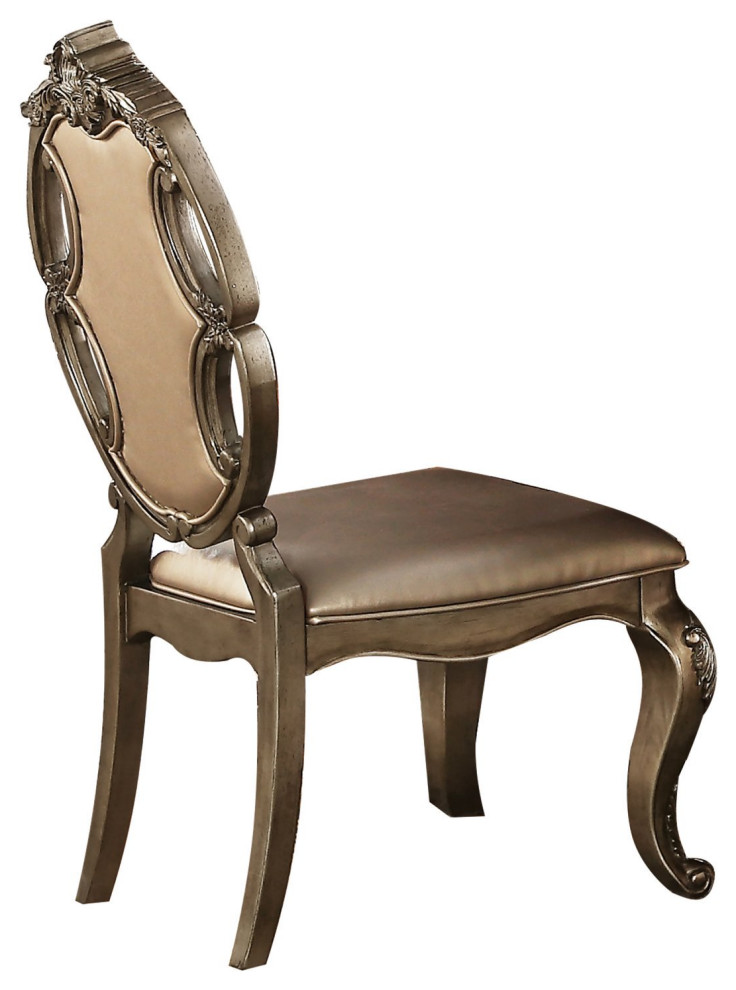 Unique Dining Chair  Elegant Design With Intricate Carving  ampGold PU Seat/Back   Victorian   Dining Chairs   by Decor Love  Houzz