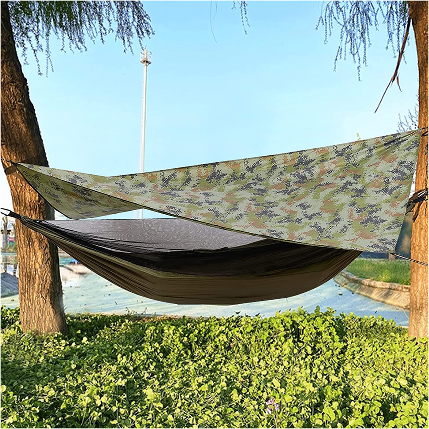 TFCFL Portable Camping Hammock Tent Nylon Spinning Travel Outdoor Sleeping Swing