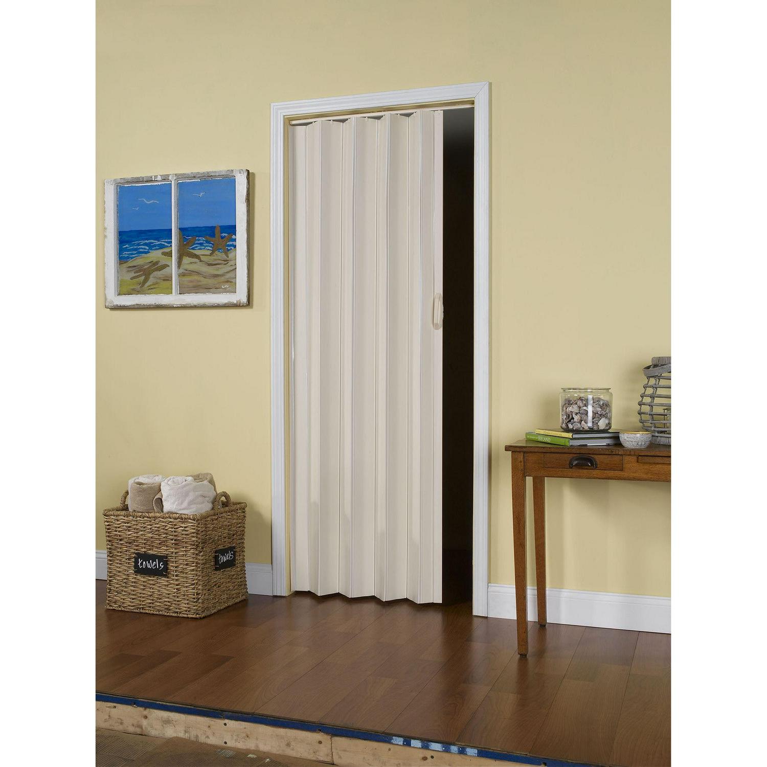 Spectrum Sienna PVC Accordion Folding Door Fits 36 wide x 80 high Cottage White Color