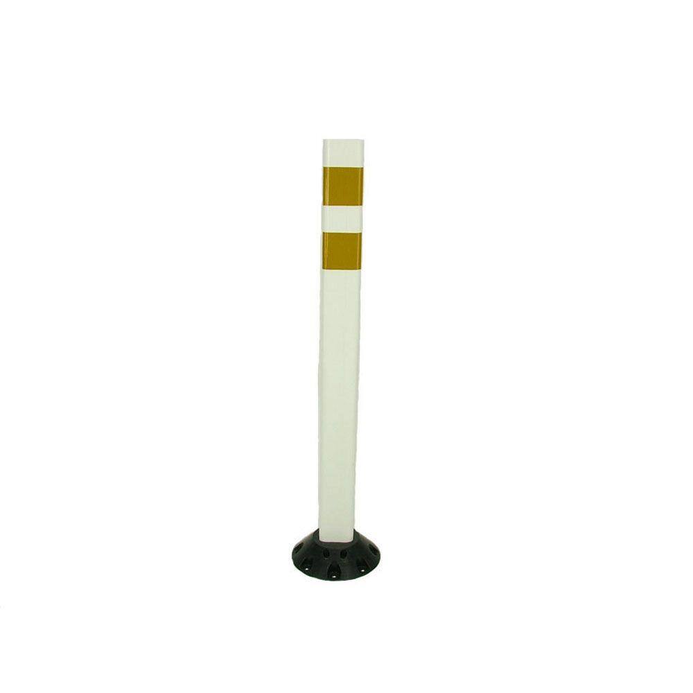 Three D Traffic Works 36 in. Repo Post Workzone White Delineator Post and Base with High-Intensity Yellow Band RP336RBWY