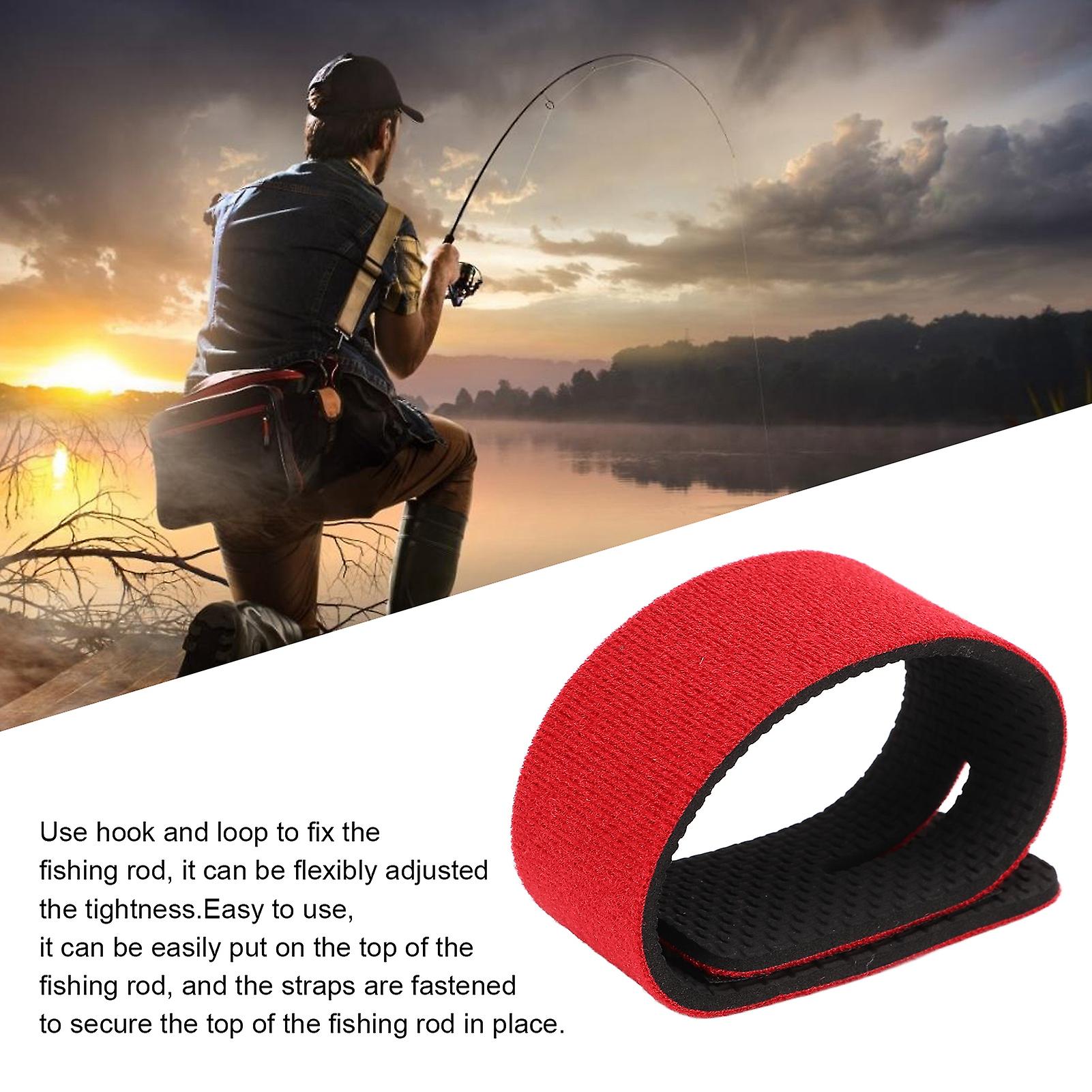 10pcs Fishing Rod Straps， Stretchy Fishing Tackle Ties Cable Fishing Pole Belt With Guide Ring Slot For Winding[red]