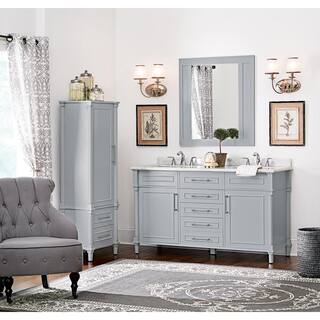 Home Decorators Collection Aberdeen 33 in. W x 36 in. H Framed Rectangular Bathroom Vanity Mirror in Dove Grey 8104500270