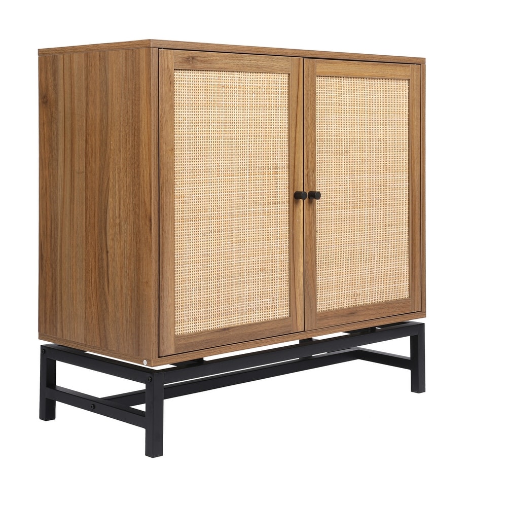 Natural Rattan Accent Storage Cabinet with Adjustable Inner Shelf   32\