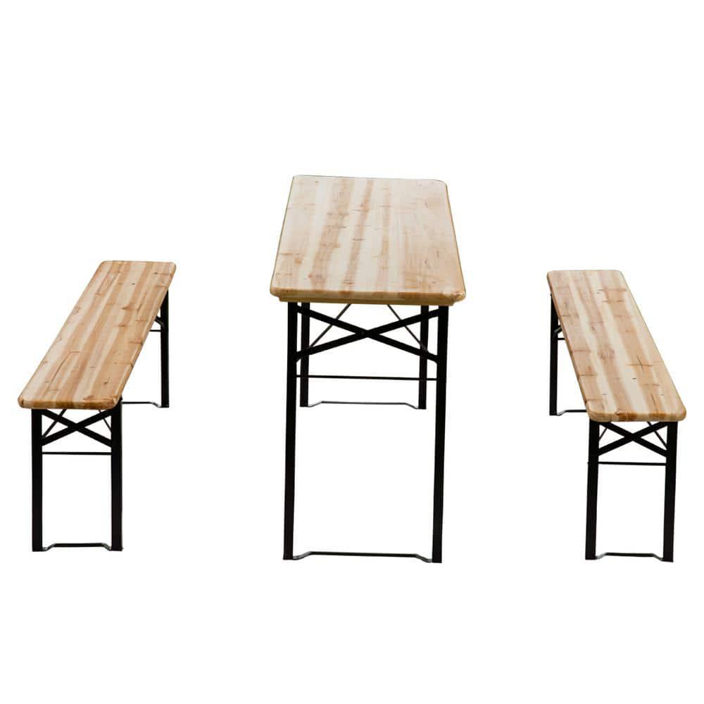 Outsunny 6 ft Wooden Folding Picnic Outdoor Table Bench Set