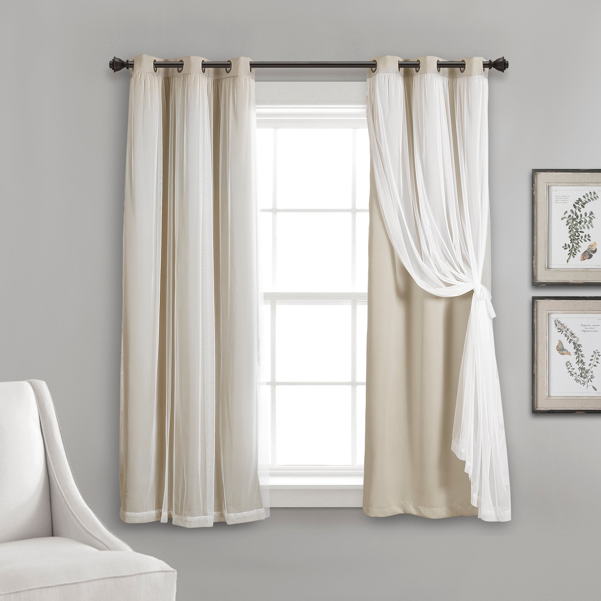 Grommet Sheer With Insulated Blackout Lining Curtain Panel Set