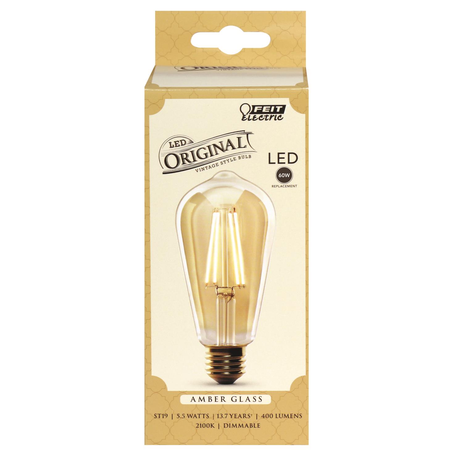 Feit LED Filament ST19 E26 (Medium) LED Bulb Amber Soft White 60 Watt Equivalence 1 pk