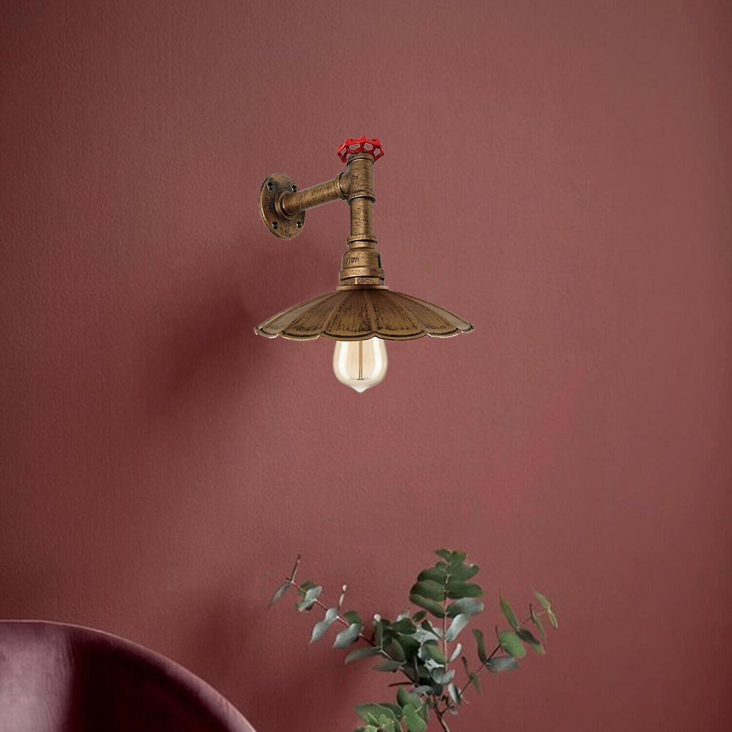 Vintage wall pipe light fittings indoor sconce metal lamp umbrella shape shade for basement~1592