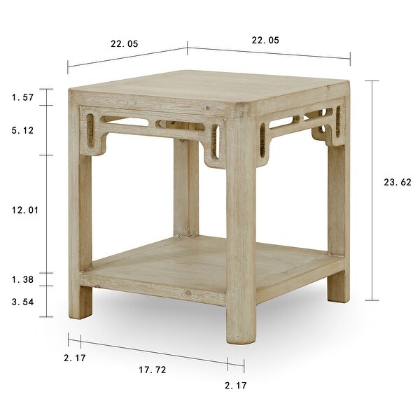 Artissance Peking Ming Arch Side Table Weathered White Wash， 24 Inch Tall