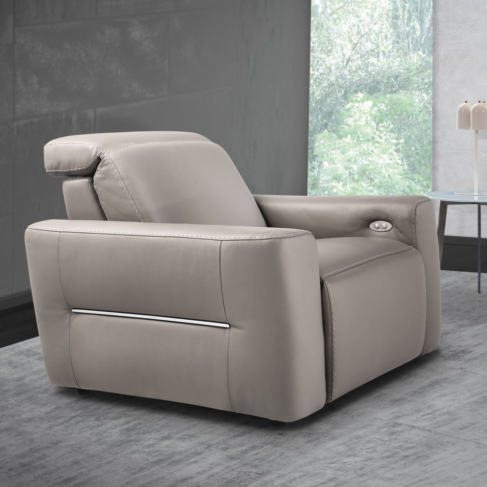 Nativa Interiors Cliff Geniune Leather Power Recliner   Contemporary   Recliner Chairs   by Nativa Interiors  Houzz