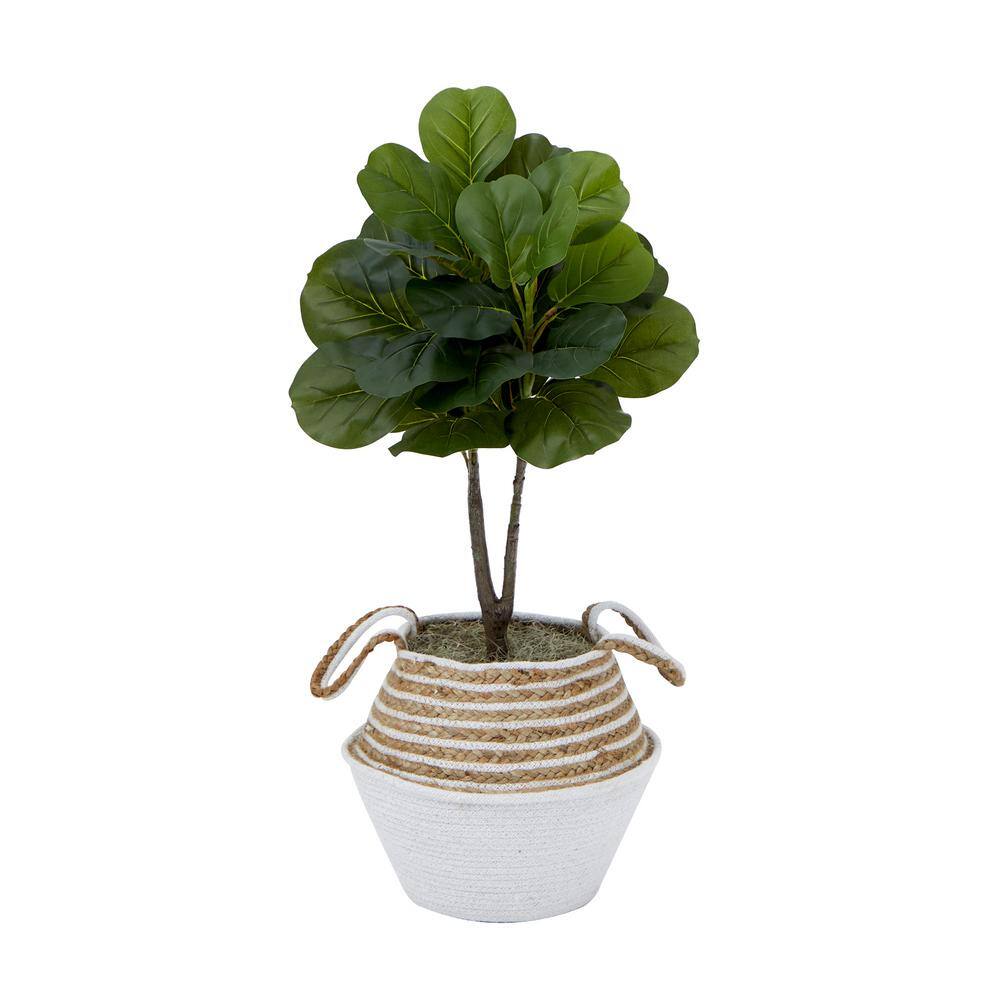 Nearly Natural 3 ft. Artificial Fiddle Leaf Fig Tree with Handmade Cotton and Jute Woven Planter DIY Kit (Set of 2) P1908-S2-CR