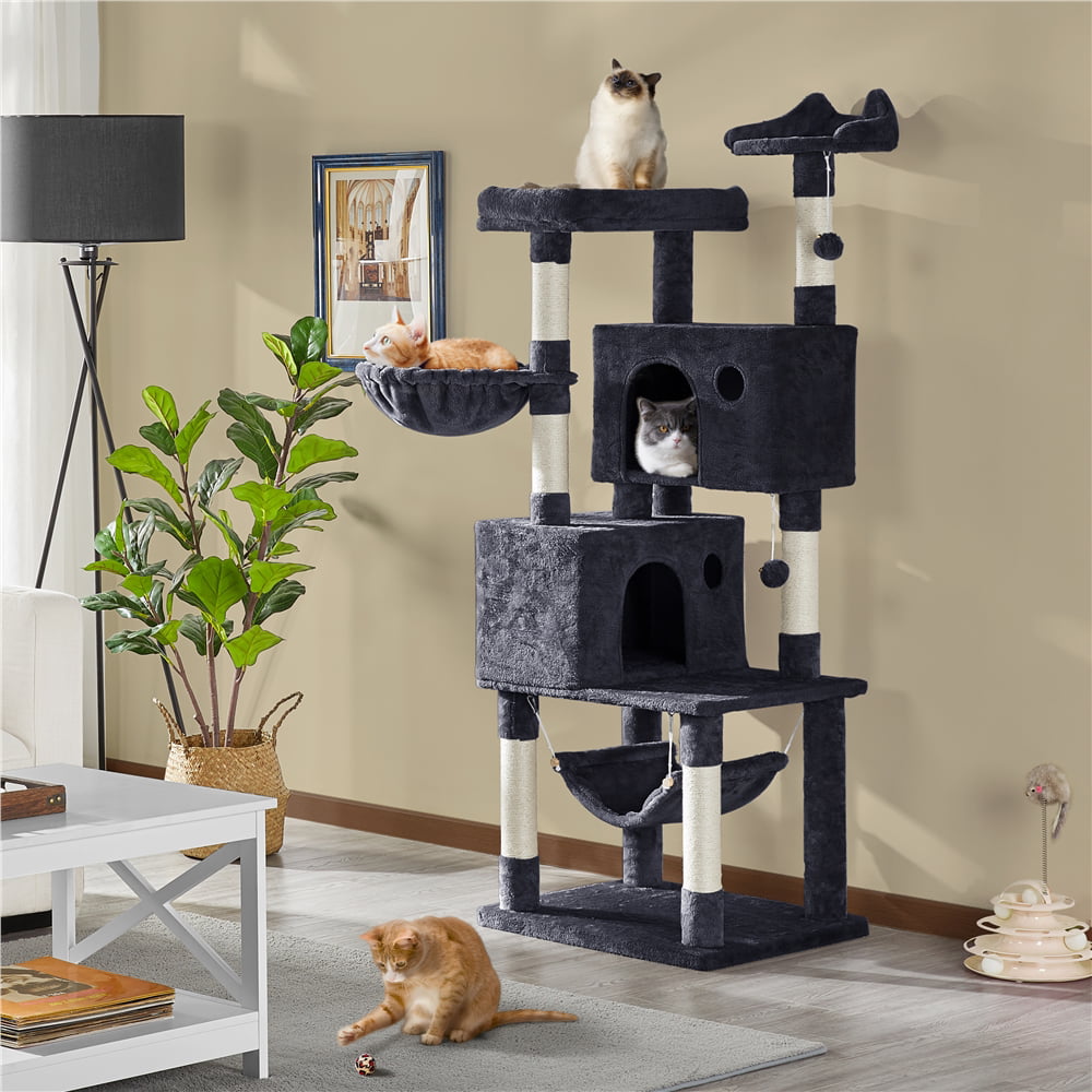 Yaheetech 64'' Multi-level Cat Tree Cat Tower， Black