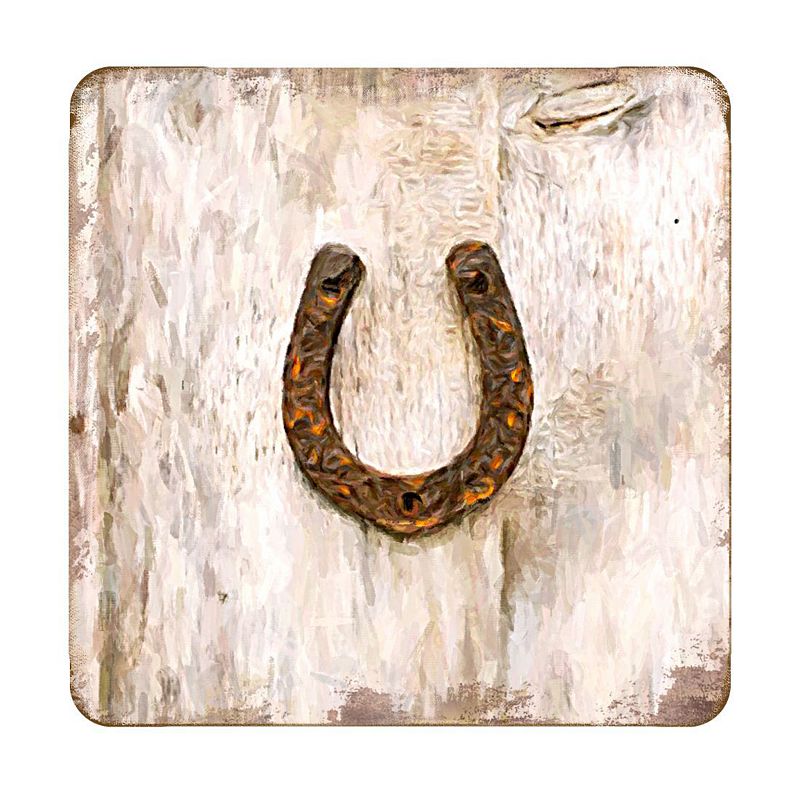 Horseshoe Art Wooden Cork Coasters Gift Set of 4 by Nature Wonders