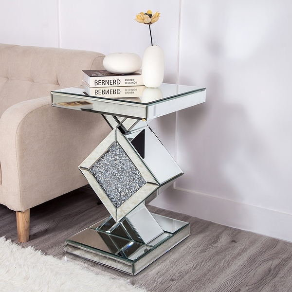 Diamond Silver Mirrored Side Table - 23.62