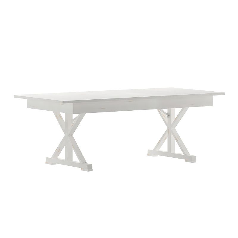 Emma and Oliver Elora 7' x 40 Rectangular Solid Pine Folding Farm Table with Crisscross Legs