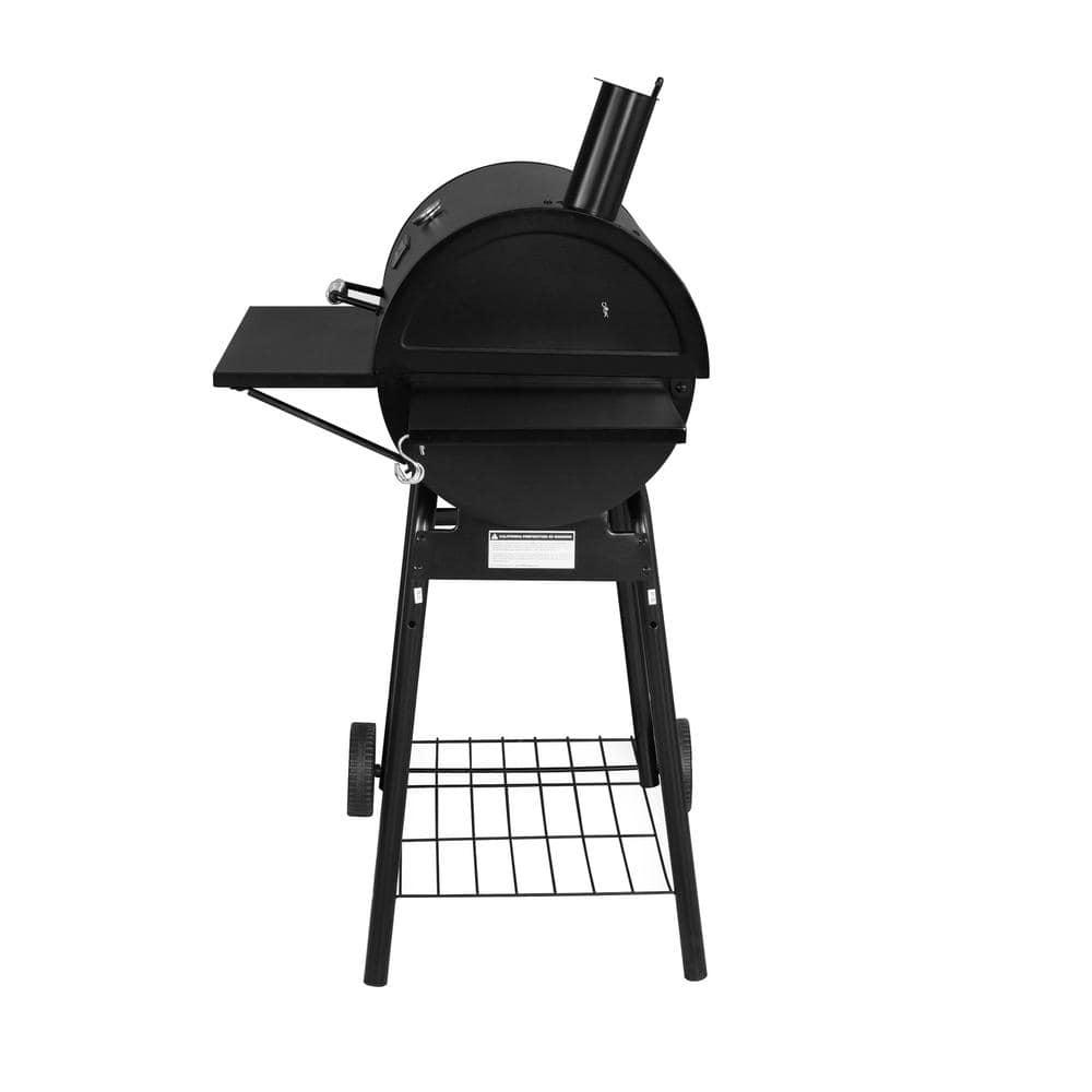 Royal Gourmet Charcoal Grill with Offset Smoker and Side Table in Black plus a Cover