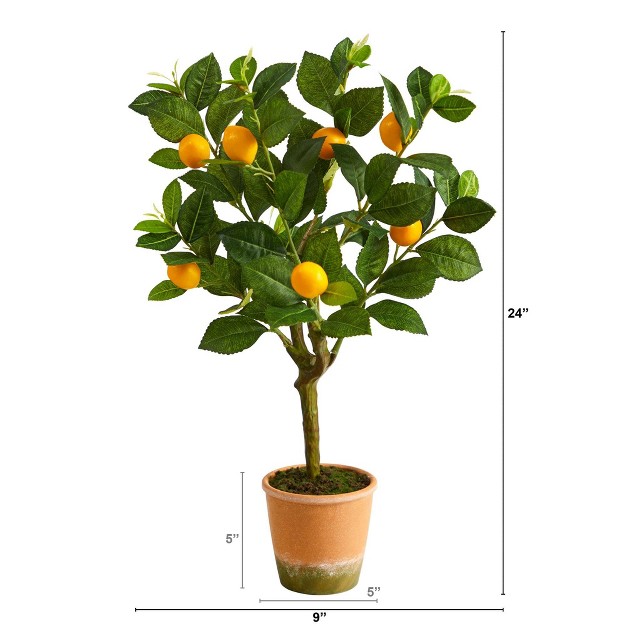 Nearly Natural 24 in Lemon Artificial Tree