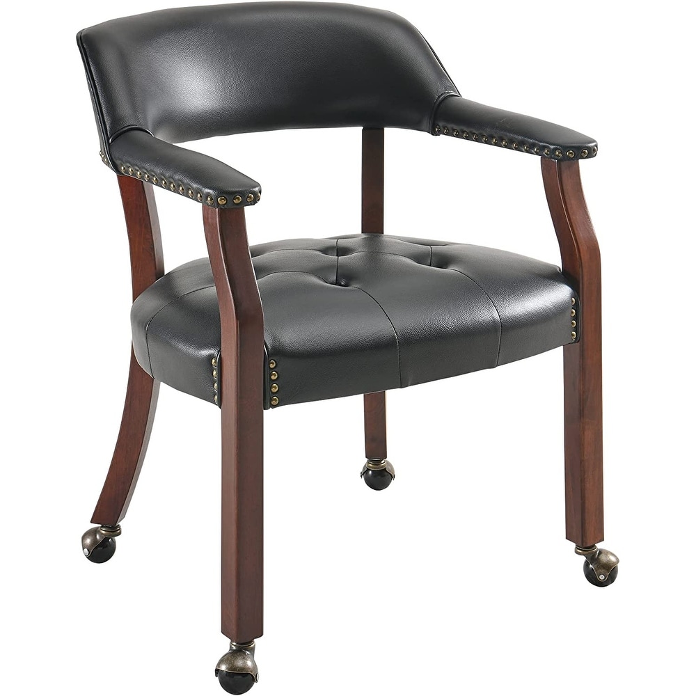 Dining Chairs with Casters Solid Wood Frame Poker Table Chairs