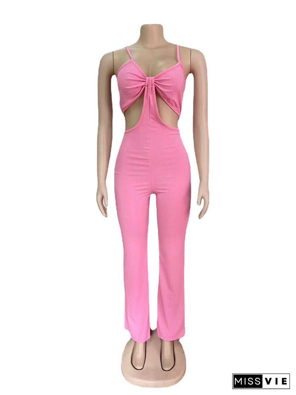 Nightclub Sexy Eye-Net Stretch Slim-Fit Flared Jumpsuit