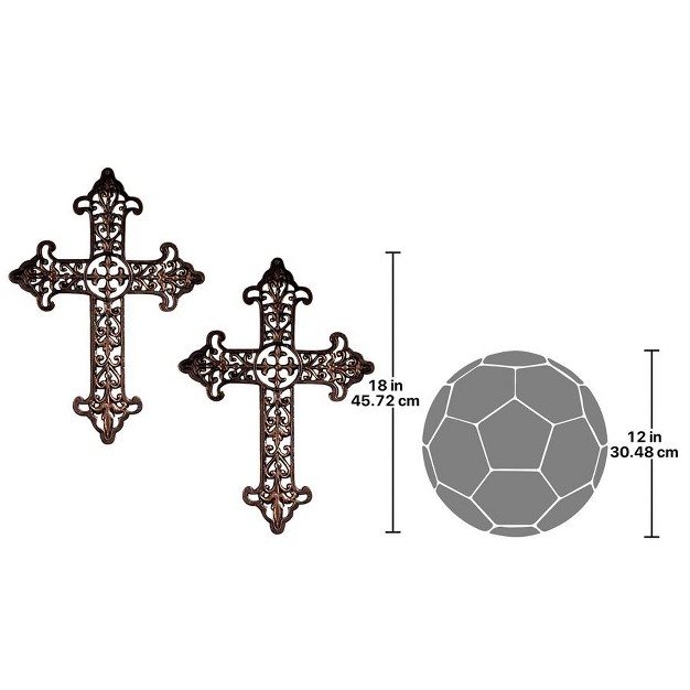 Design Toscano Fleur De Lis Cross Set Of Two