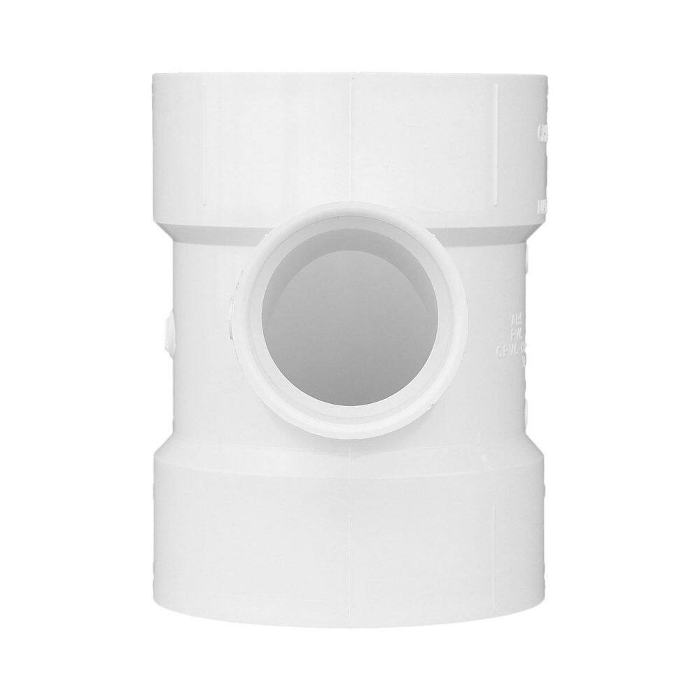 Charlotte Pipe 4 in. x 4 in. x 2 in. DWV PVC Sanitary Tee Reducing Fitting PVC004011800HD