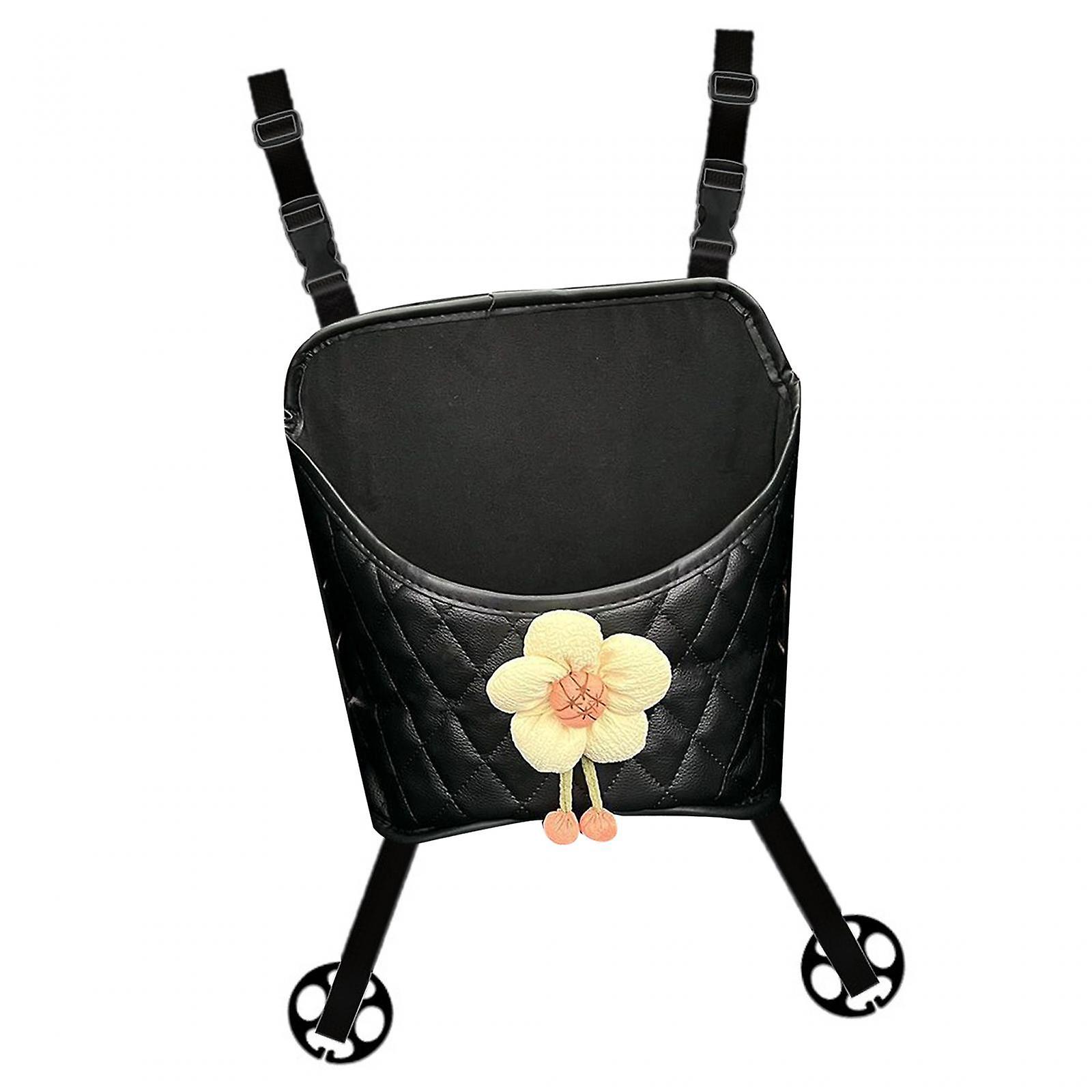 Auto Organizer Large Capacity Car Purse Holder For Cup Cosmetic Sundries Black Flower